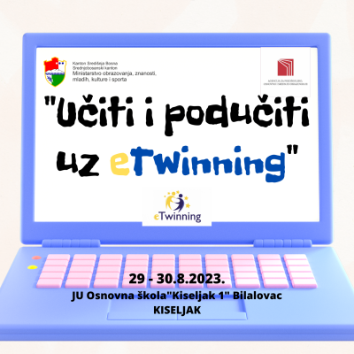 Sretan početak nove školske 2023./2024. godine poželjeli smo uz održavanje  eTwinning obuka „Podučiti i učiti uz eTwinning“, u okviru progama stručnog usavršavanja nastavnika osnovnih i srednjih škola u Kantonu Središnja Bosna.