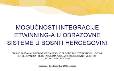 Oдржан састанак са представницима надлежних образовних власти у Босни и Херцеговини „Могућности интеграције eTwinning-а у образовне системе у Босни и Херцеговини“.